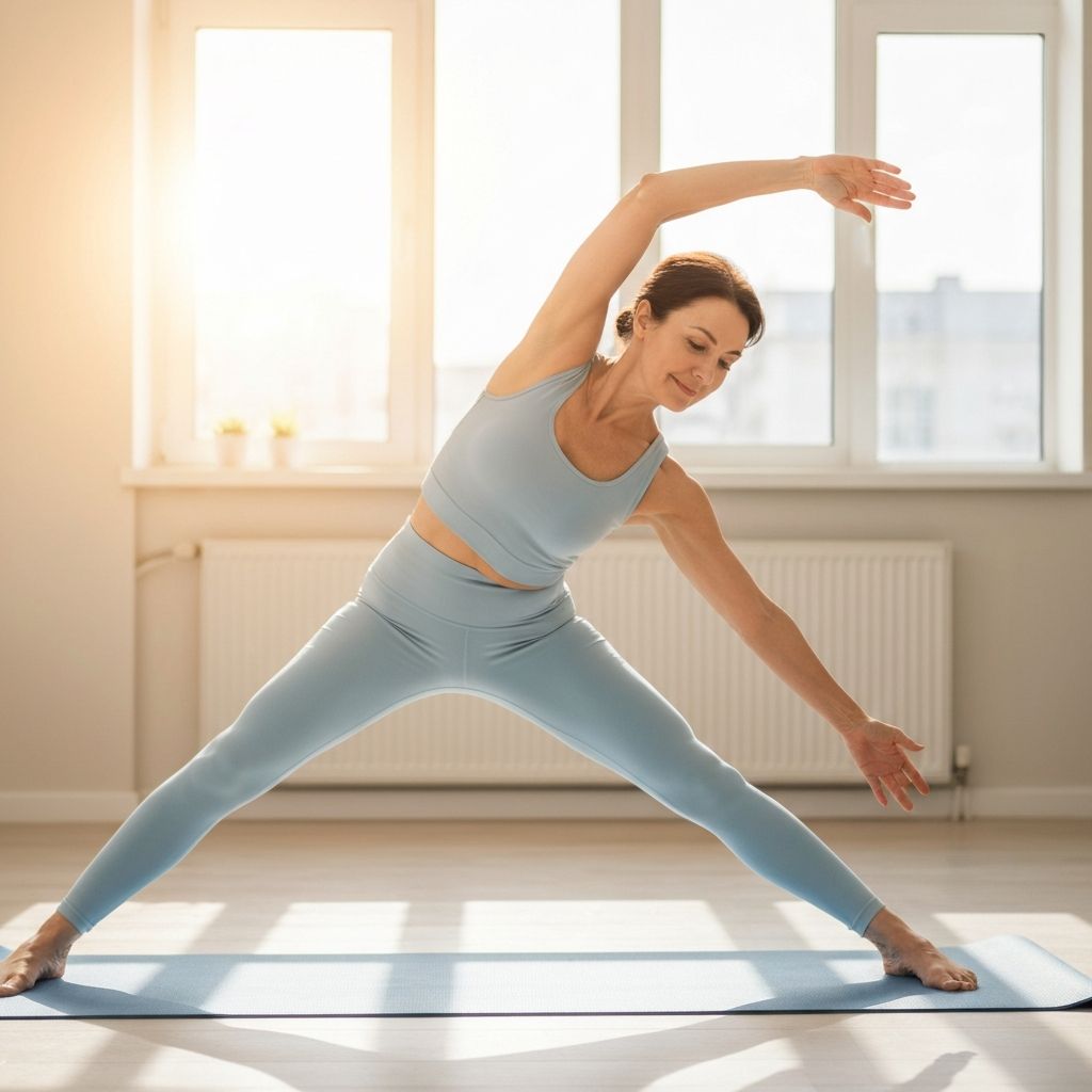Person practicing daily stretching routine in natural light